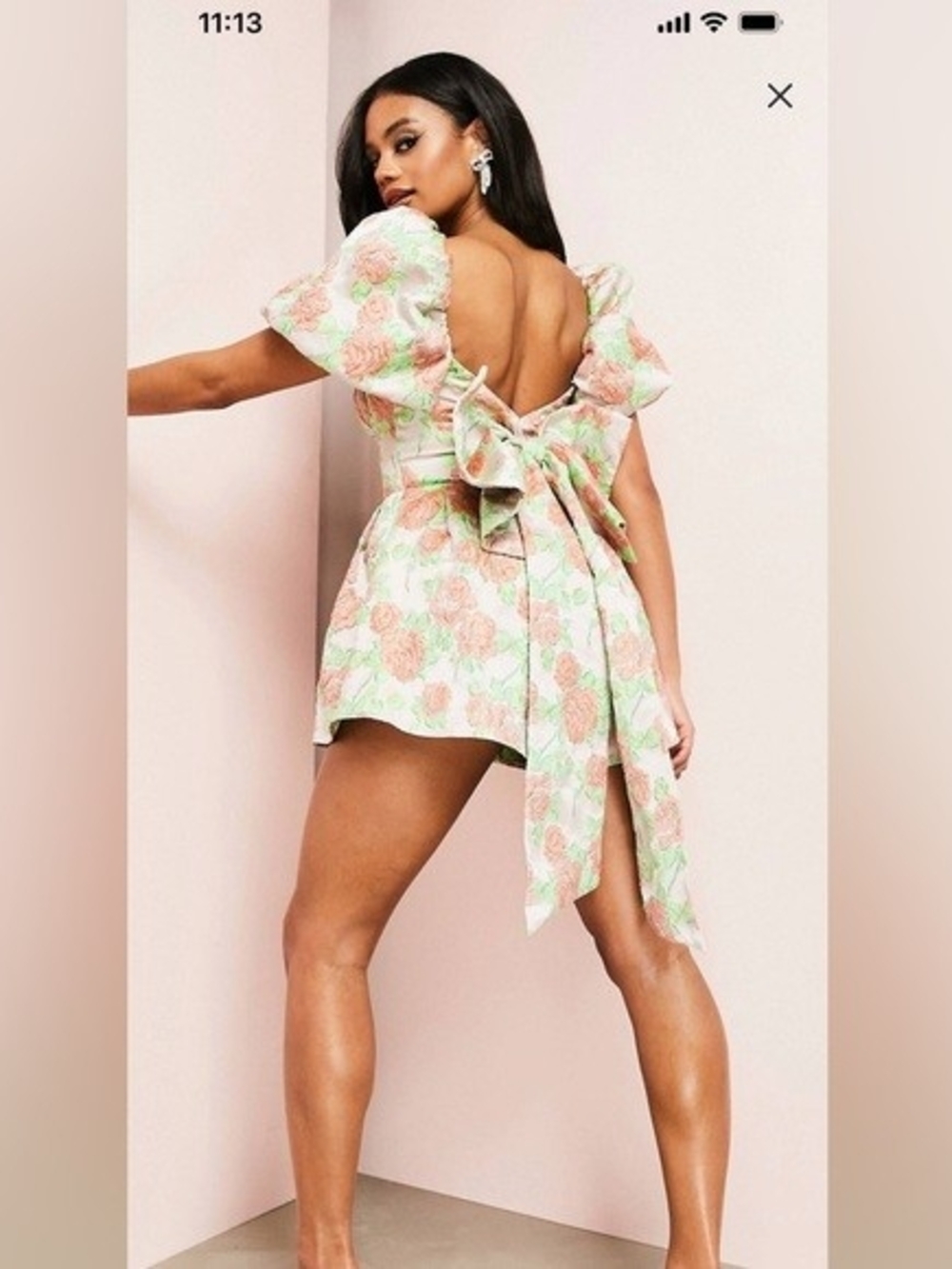 ASOS Luxe Jacquard Romper In Orange, Pink And Green Size 14